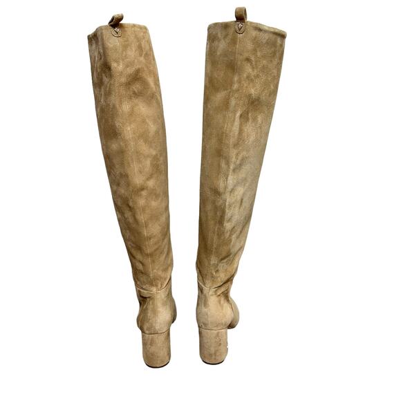Sam Edelman Hutton  Over-The-Knee Boot Suede Tan Leather Pull On Heeled 8 - Picture 5 of 11